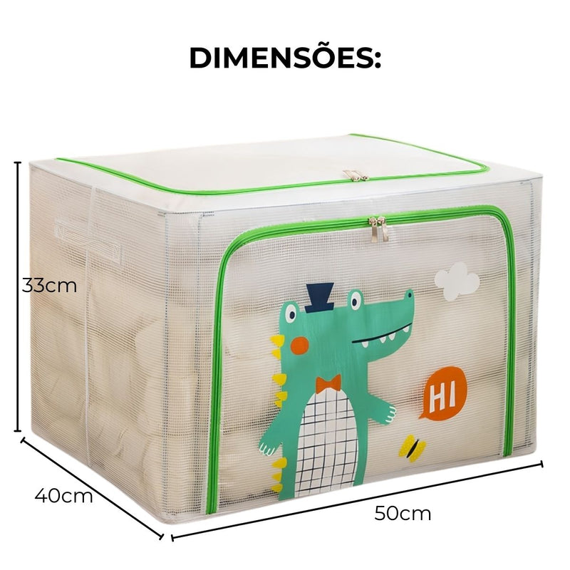 Organizador Infantil com Zíper – Grande (66L) para Brinquedos e Roupas