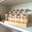 Kit 12 Potes Porta Tempero Hermético 200ml Com Organizador em Bambu