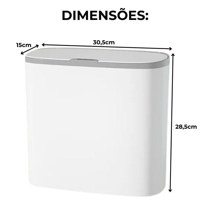 Lixeira Inteligente 13 Litros Abertura Automática Veda Cheiros - [ACOMPANHA PILHAS]