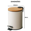 Lixeira VitaClean Premium 5L - Inox com Tampa Bambu