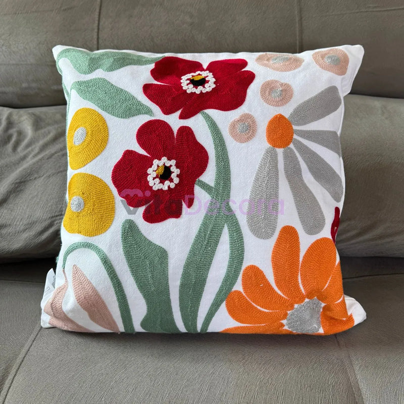 Kit 4 Capas Almofadas Decorativas 43x43 Estampas Florais Premium Sofá Sala