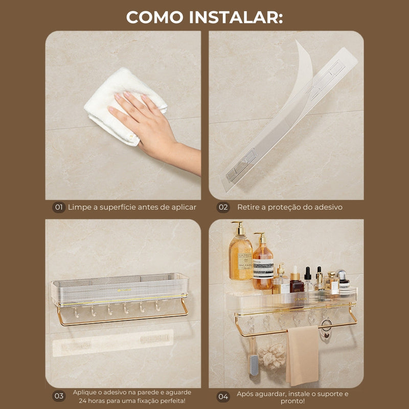 VitaDuo - Suporte Organizador Premium com Porta Toalhas + Adesivo ProFix