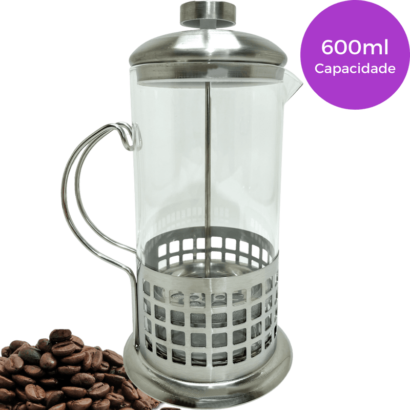 Cafeteira Prensa Francesa 600ml Aço Inox Quadrados