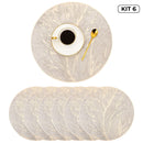 Jogo Americano Sousplat 38cm Redondo em PVC Dourado Mesa Posta Impermeável