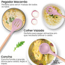 KitCozy - Kit 12 Utensílios Silicone com Cabo em Madeira