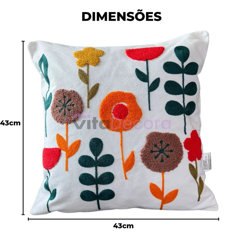 Kit 4 Capas Almofadas Decorativas 43x43 Estampas Florais Premium Sofá Sala
