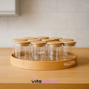 VitaBela - Kit Porta Temperos Vidro & Bambu Hermético Premium 200ml