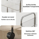 Carrinho Auxiliar Organizador Prateleira Multiuso em Acrílico Vita Decora