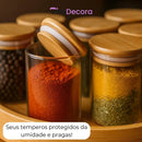 VitaBela - Kit Porta Temperos Vidro & Bambu Hermético Premium 200ml