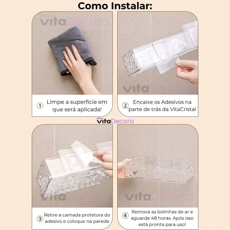 VitaCril - Suporte Organizador Acrílico + Kit Adesivos ProFix™ de BRINDE!