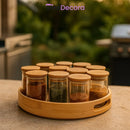 VitaBela - Kit Porta Temperos Vidro & Bambu Hermético Premium 200ml