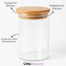 VitaBela - Kit Porta Temperos Vidro & Bambu Hermético Premium 200ml