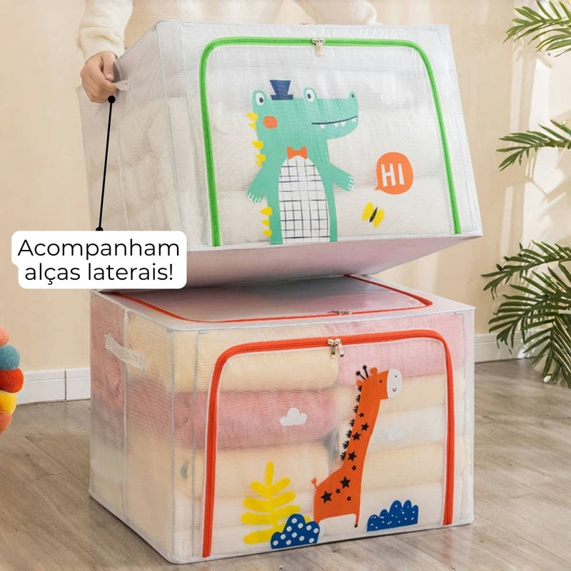 Organizador Infantil com Zíper – Grande (66L) para Brinquedos e Roupas