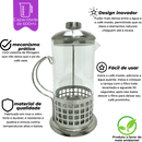 Cafeteira Prensa Francesa 600ml Aço Inox Quadrados