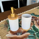 Kit Banheiro Lavabo Conjunto Saboneteira Porta Escova Porcelana 2 Peças