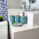 Kit Banheiro Lavabo Elegance – 5 Peças Dispenser, Porta Sabão e Porta-Objetos em Bambu