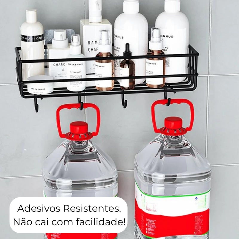 Suporte Shampoo Organizador Com Ganchos Com Adesivos