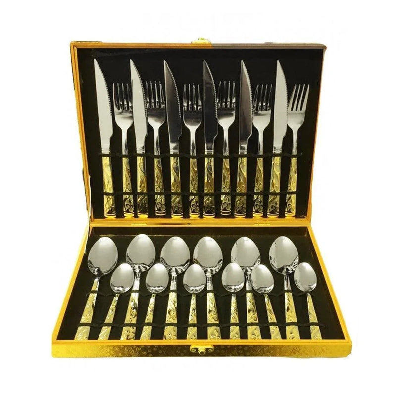 Conjunto Premium Talheres Gold Deluxe - (24 Peças)