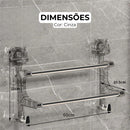 Porta Toalha Suporte Toalheiro Banheiro Duplo Acrílico Instalação Sem Furos