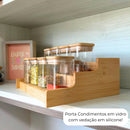 Kit 12 Potes Porta Tempero Hermético 200ml Com Organizador em Bambu