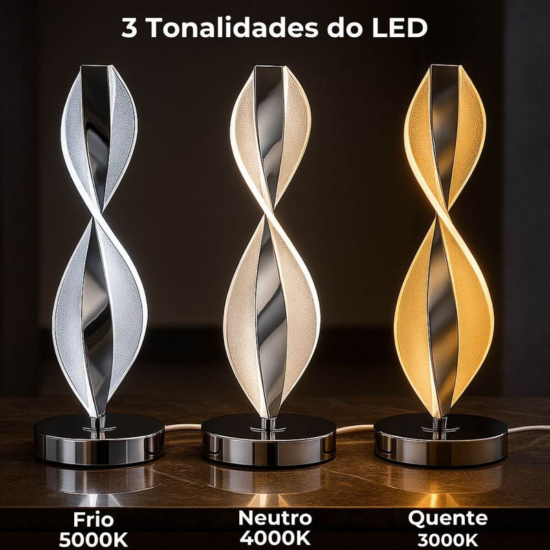 Abajur LED Mesa Design Infinito 3 Tons Bivolt Decorativo - VitaLux Decor