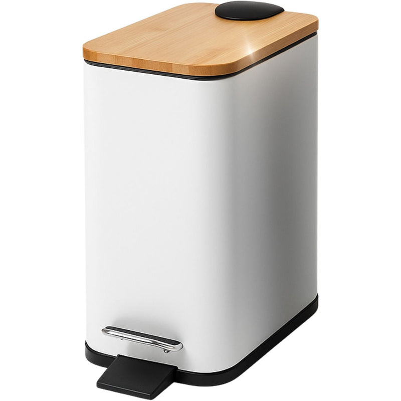 Lixeira 5L Retangular Inox com Bambu