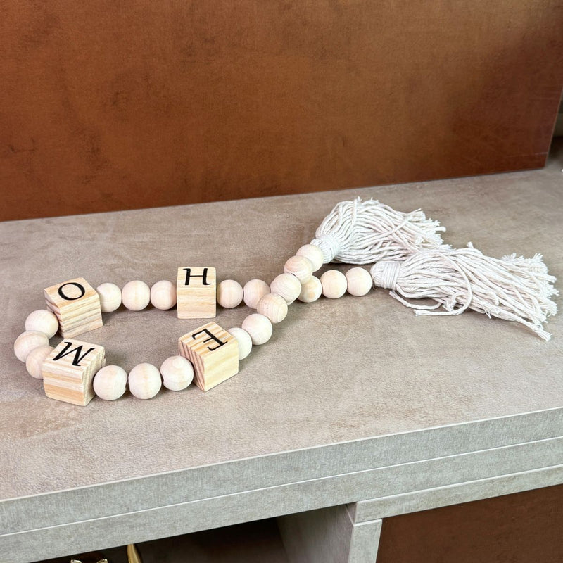 Colar de Mesa Decorativo em Madeira Bege Home