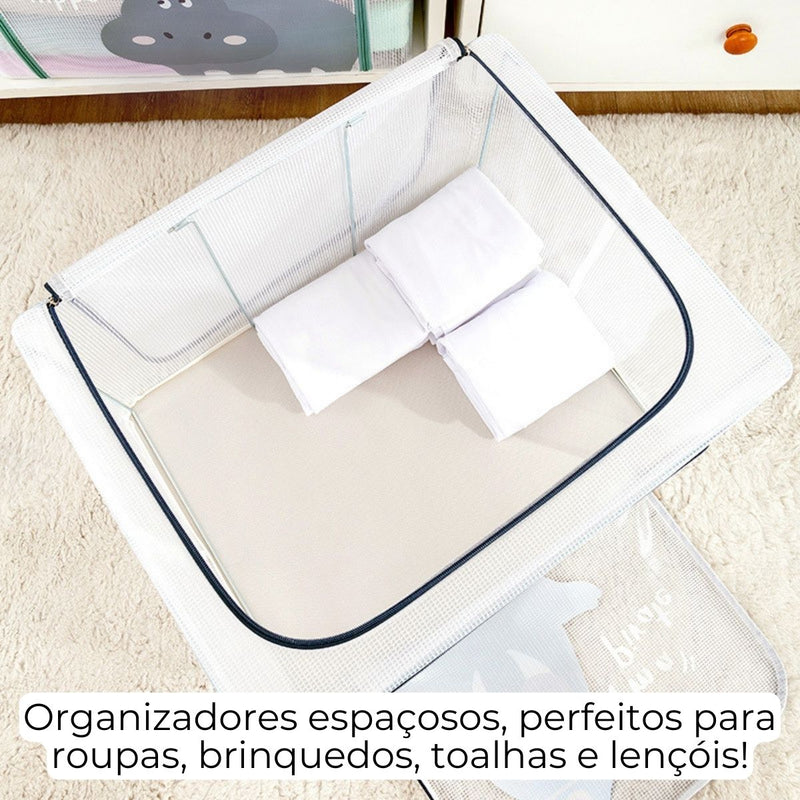 Organizador Infantil com Zíper – Grande (66L) para Brinquedos e Roupas