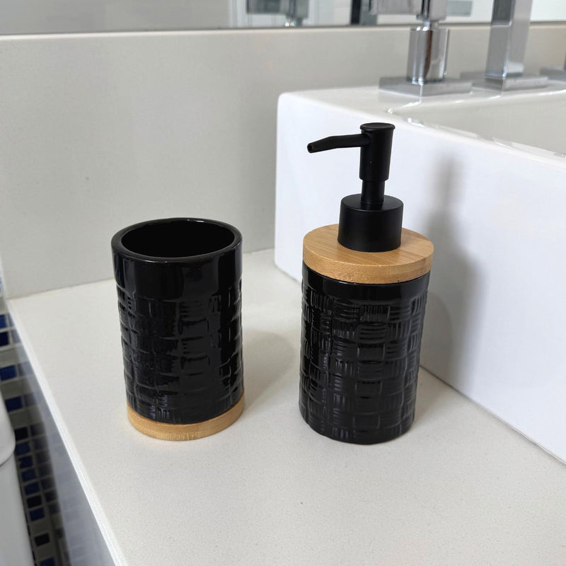 Kit Banheiro Lavabo Conjunto Saboneteira Porta Escova Porcelana 2 Peças