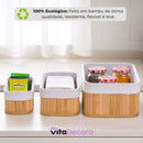 Kit 3 Cestos Organizadores Bambu Tecido Lavável Multiuso