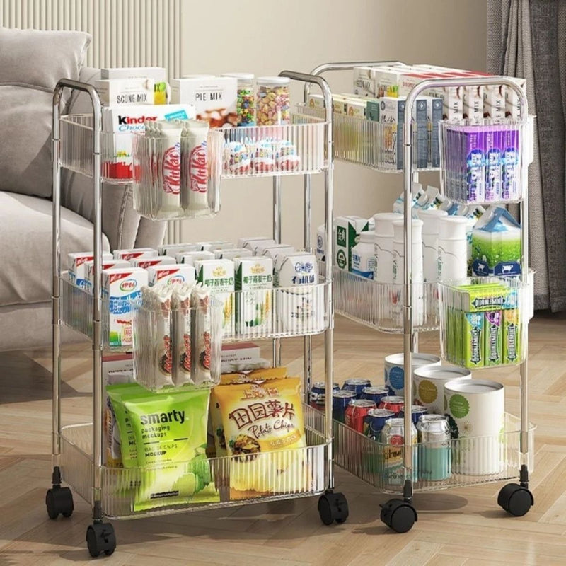 Carrinho Auxiliar Organizador Prateleira Multiuso em Acrílico Vita Decora