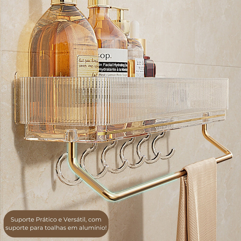 VitaDuo - Suporte Organizador Premium com Porta Toalhas + Adesivo ProFix