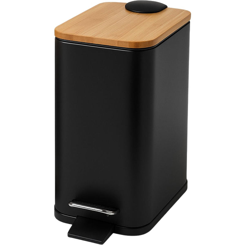 Lixeira 5L Retangular Inox com Bambu