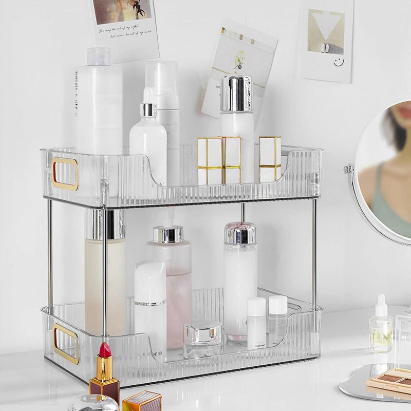 Estante Organizador Maquiagem Cosméticos Multiuso Duplo 2 Andares Acrílico