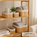 Kit 3 Cestos Organizadores Bambu Tecido Lavável Multiuso