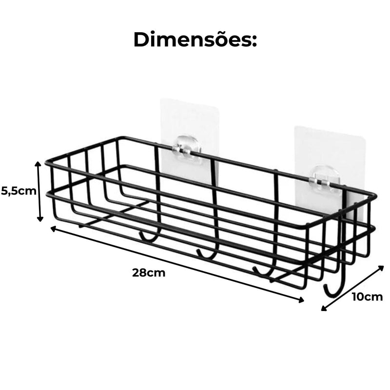 Suporte Shampoo Organizador Com Ganchos Com Adesivos