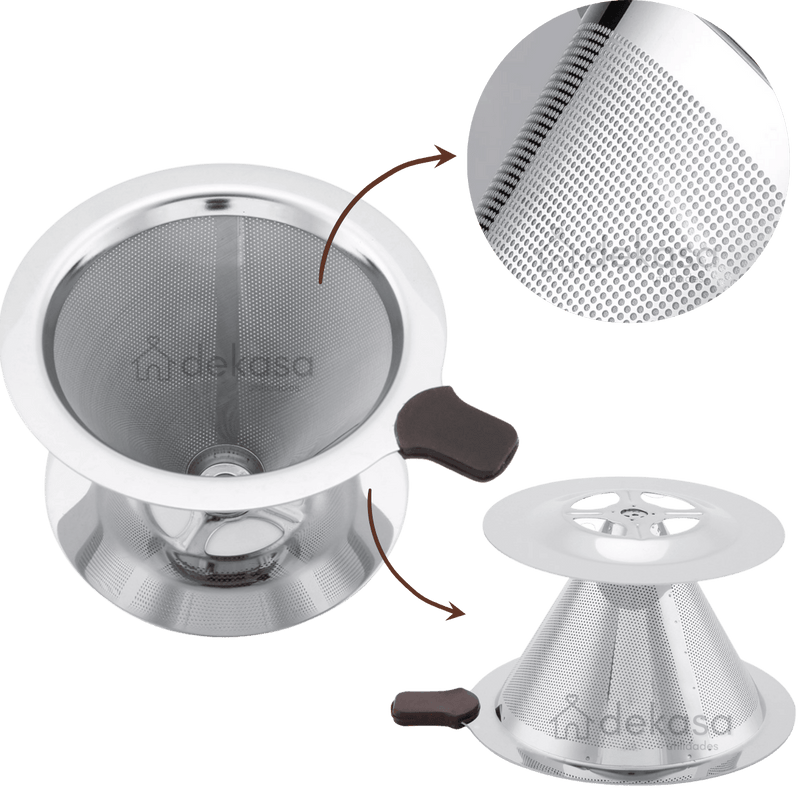 Coador de Café em Inox Filtro Reutilizável Com Base Tamanho 101