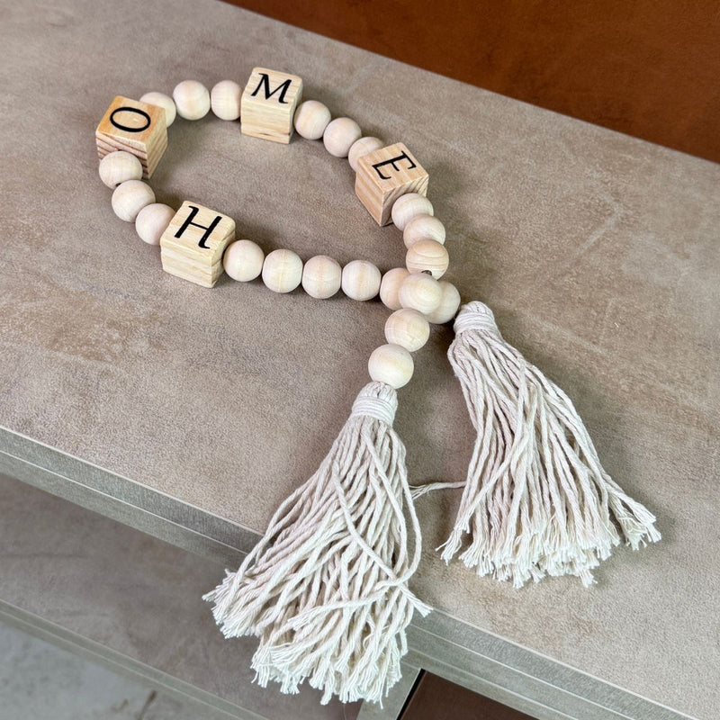 Colar de Mesa Decorativo em Madeira Bege Home