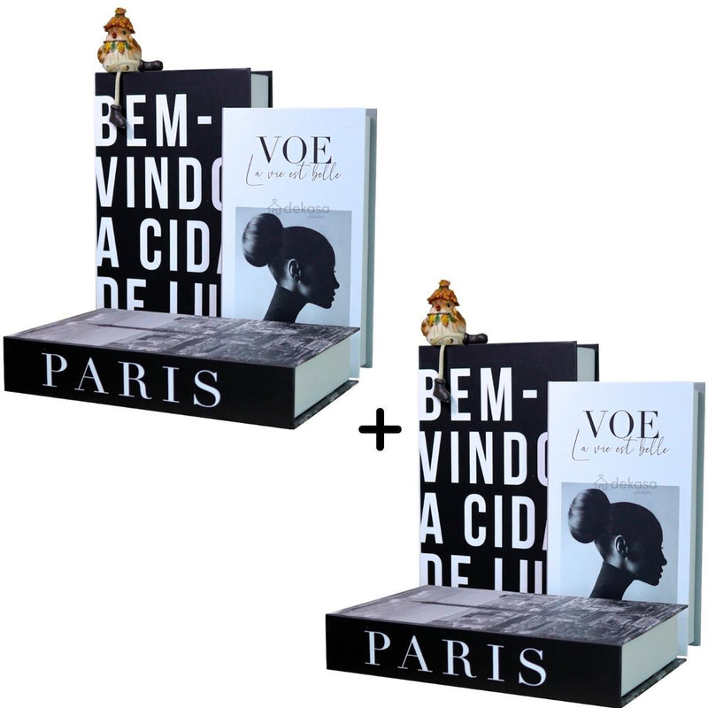 Kit 3 Livros Decorativos Falso Organizadores - Modelo Paris