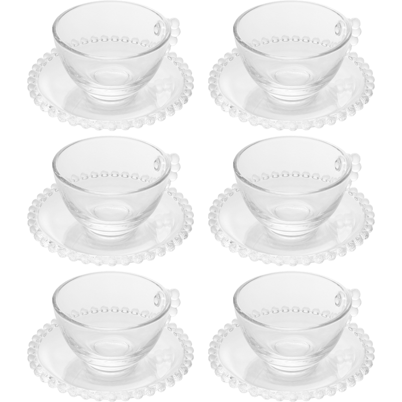 Jogo 6 Xícaras c/ Pires Bolinhas Pearl 80ml