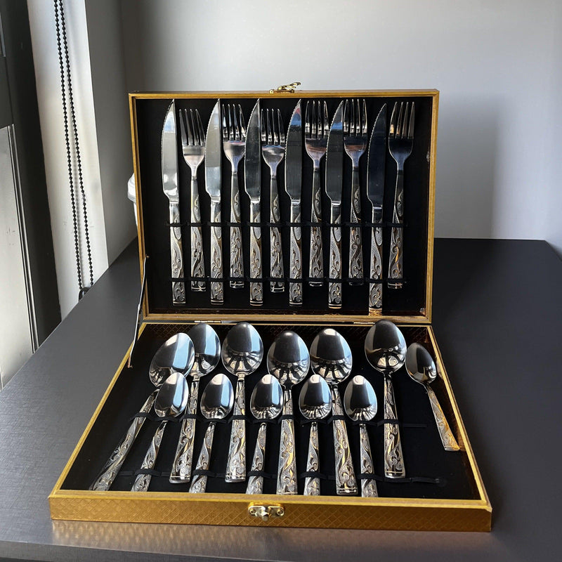Conjunto Premium Talheres Gold Deluxe - (24 Peças)