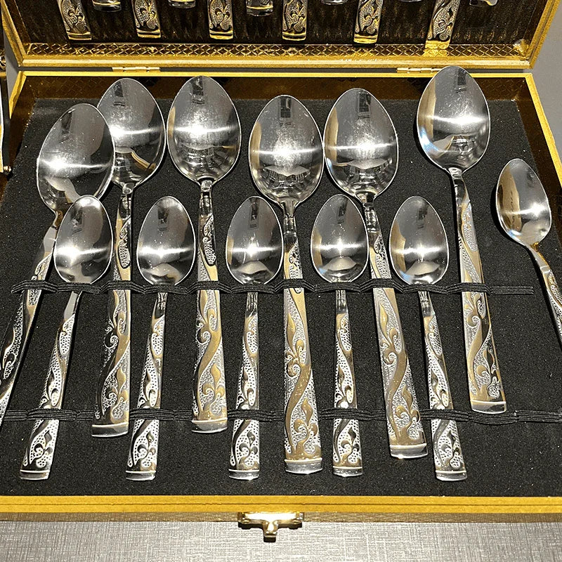 Conjunto Premium Talheres Gold Deluxe - (24 Peças)