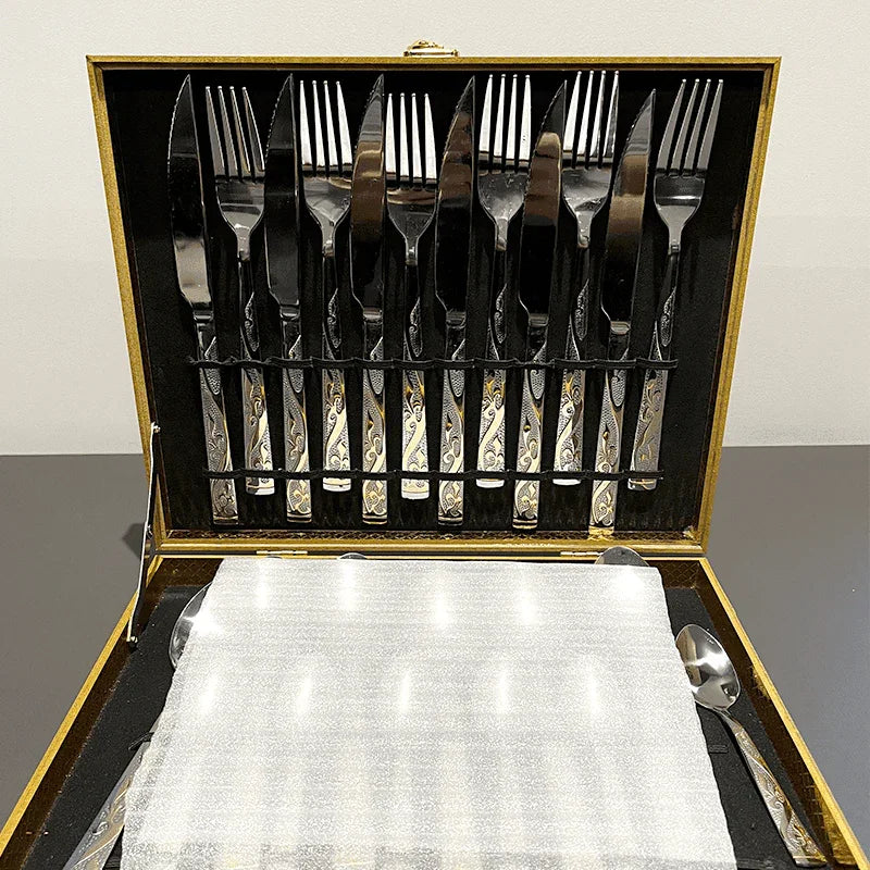 Conjunto Premium Talheres Gold Deluxe - (24 Peças)