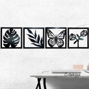 Kit 4 Quadros Decorativos Vazados Preto MDF 3mm c/ Dupla Face