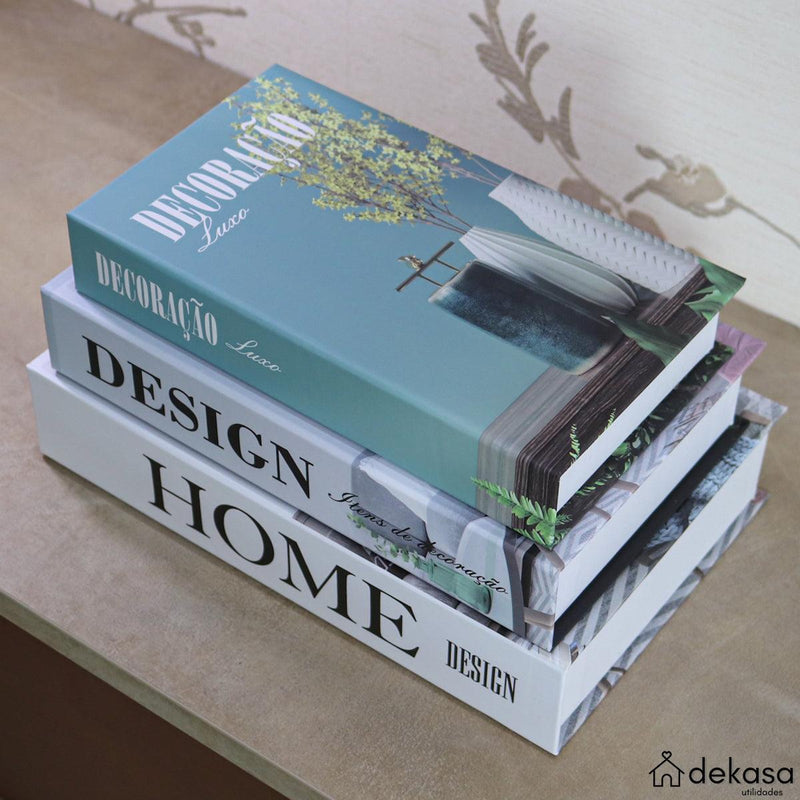 Livros Decorativos Organizadores Kit 3 - Home Decor