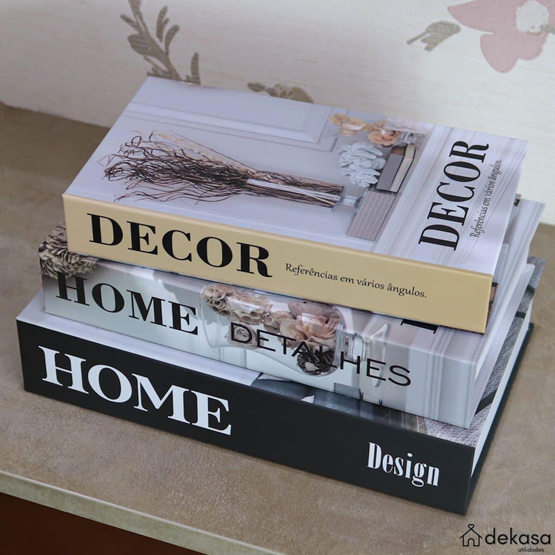 Livros Decorativos Organizadores Kit com 3 - Home Design
