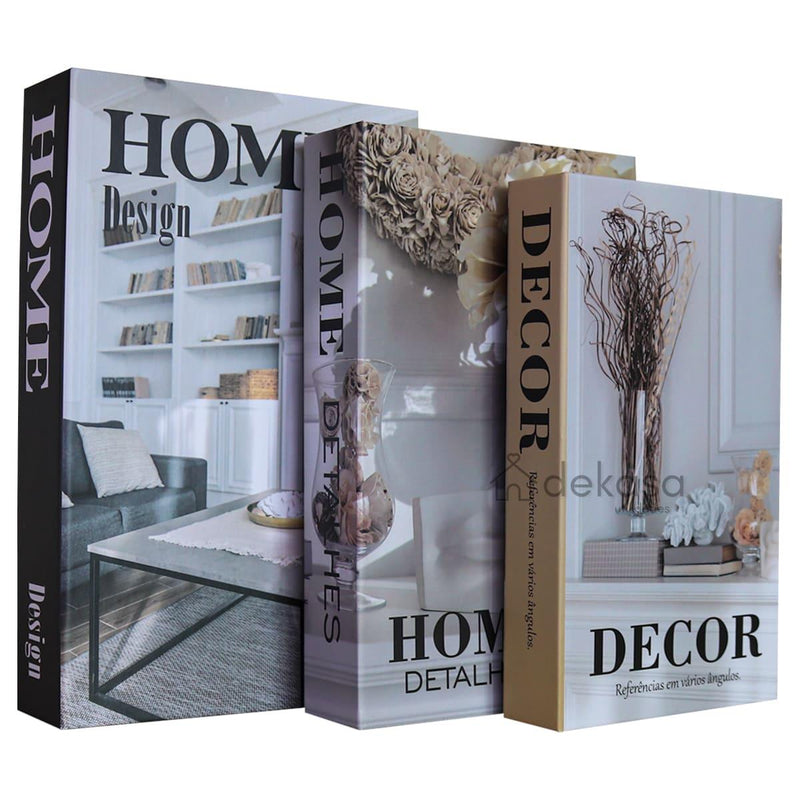 Livros Decorativos Organizadores Kit com 3 - Home Design
