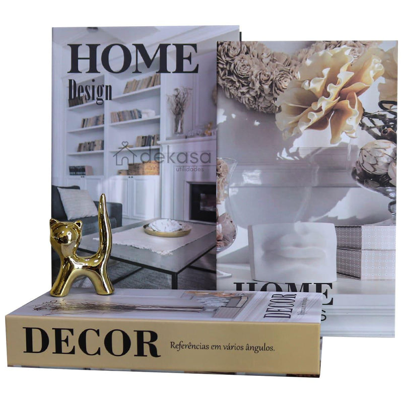Livros Decorativos Organizadores Kit com 3 - Home Design
