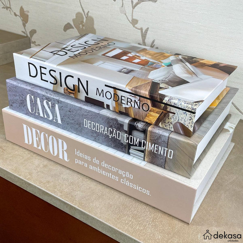 Kit 3 Livros Decorativos Organizadores Grande Luxo - Modelo DECOR