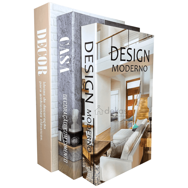 Kit 3 Livros Decorativos Organizadores Grande Luxo - Modelo DECOR